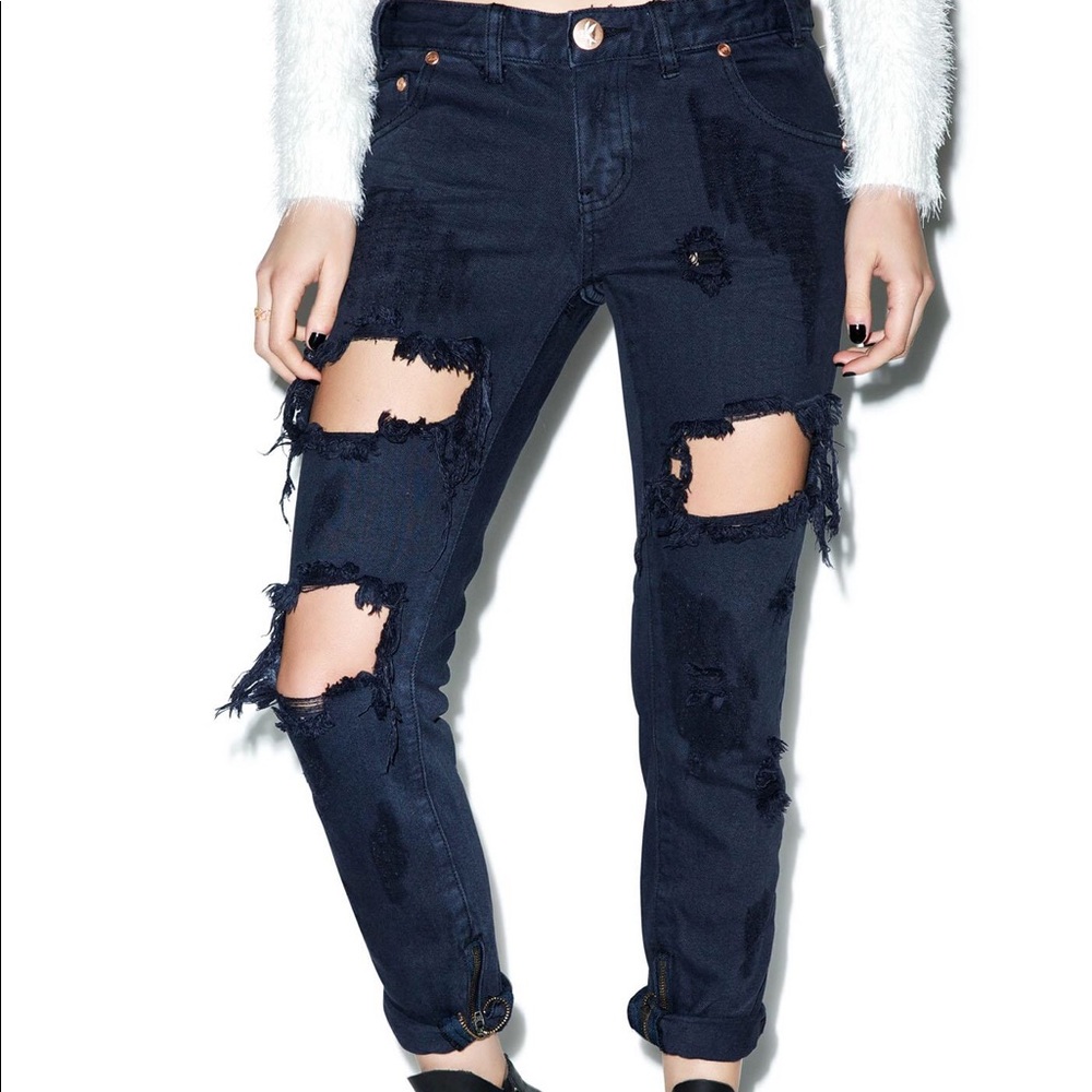 One teaspoon TRASHED FREE BIRDS distressed jeans
